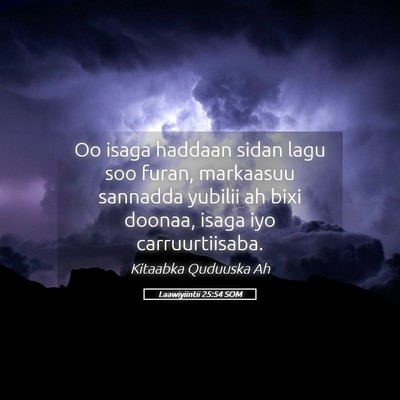Picture 05 - Laawiyiintii 25:54 SOM - Oo isaga haddaan sidan lagu soo furan, markaasuu - Bible Verse Picture