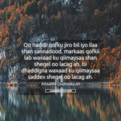 Picture 05 - Laawiyiintii 27:6 SOM - Oo haddii qofku jiro bil iyo ilaa shan sannadood, - Bible Verse Picture
