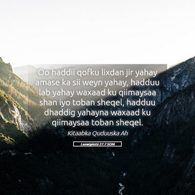 Picture 05 - Laawiyiintii 27:7 SOM - Oo haddii qofku lixdan jir yahay amase ka sii - Bible Verse Picture