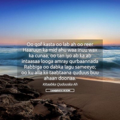 Picture 05 - Laawiyiintii 6:18 SOM - Oo qof kasta oo lab ah oo reer Haaruun ka mid ahu - Bible Verse Picture