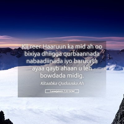 Picture 05 - Laawiyiintii 7:33 SOM - Kii reer Haaruun ka mid ah oo bixiya dhiigga - Bible Verse Picture