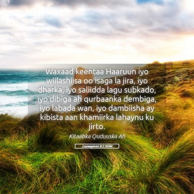 Picture 05 - Laawiyiintii 8:2 SOM - Waxaad keentaa Haaruun iyo wiilashiisa oo isaga - Bible Verse Picture