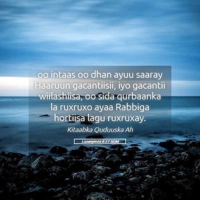 Picture 05 - Laawiyiintii 8:27 SOM - oo intaas oo dhan ayuu saaray Haaruun - Bible Verse Picture