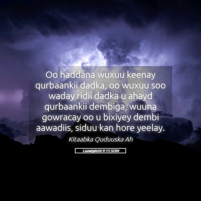 Picture 05 - Laawiyiintii 9:15 SOM - Oo haddana wuxuu keenay qurbaankii dadka, oo - Bible Verse Picture