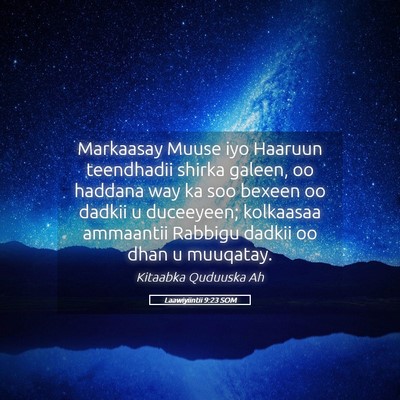 Picture 05 - Laawiyiintii 9:23 SOM - Markaasay Muuse iyo Haaruun teendhadii shirka - Bible Verse Picture
