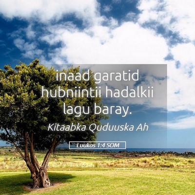 Picture 05 - Luukos 1:4 SOM - inaad garatid hubniintii hadalkii lagu - Bible Verse Picture
