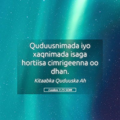 Picture 05 - Luukos 1:75 SOM - Quduusnimada iyo xaqnimada isaga hortiisa - Bible Verse Picture