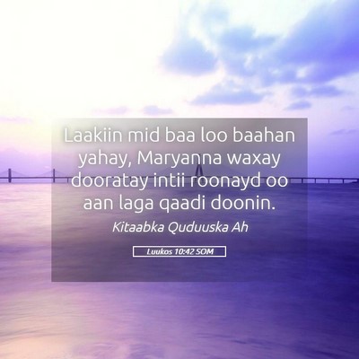 Picture 05 - Luukos 10:42 SOM - Laakiin mid baa loo baahan yahay, Maryanna waxay - Bible Verse Picture