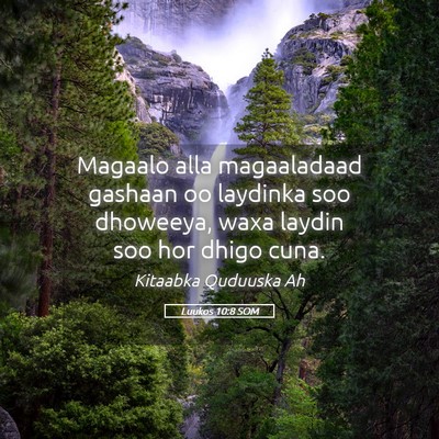 Picture 05 - Luukos 10:8 SOM - Magaalo alla magaaladaad gashaan oo laydinka soo - Bible Verse Picture