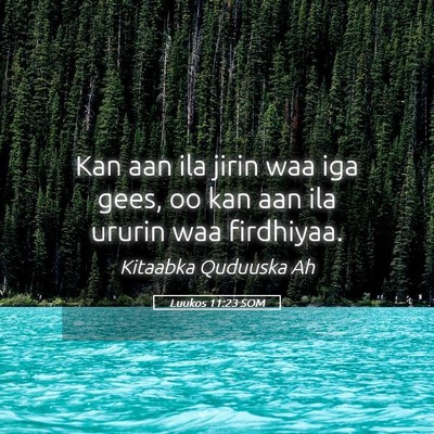 Picture 05 - Luukos 11:23 SOM - Kan aan ila jirin waa iga gees, oo kan aan ila - Bible Verse Picture