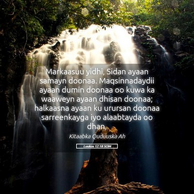 Picture 05 - Luukos 12:18 SOM - Markaasuu yidhi, Sidan ayaan samayn doonaa. - Bible Verse Picture