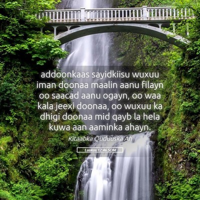 Picture 05 - Luukos 12:46 SOM - addoonkaas sayidkiisu wuxuu iman doonaa maalin - Bible Verse Picture