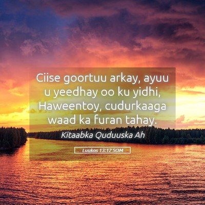 Picture 05 - Luukos 13:12 SOM - Ciise goortuu arkay, ayuu u yeedhay oo ku yidhi, - Bible Verse Picture