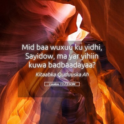 Picture 05 - Luukos 13:23 SOM - Mid baa wuxuu ku yidhi, Sayidow, ma yar yihiin - Bible Verse Picture