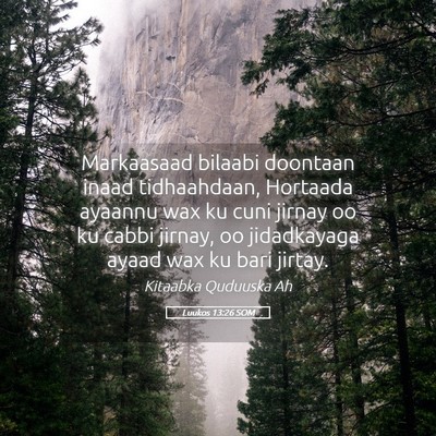 Picture 05 - Luukos 13:26 SOM - Markaasaad bilaabi doontaan inaad tidhaahdaan, - Bible Verse Picture