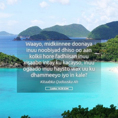 Picture 05 - Luukos 14:28 SOM - Waayo, midkiinnee doonaya inuu noobiyad dhiso oo - Bible Verse Picture