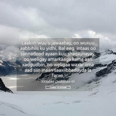 Picture 05 - Luukos 15:29 SOM - Laakiin wuu u jawaabay, oo wuxuu aabbihiis ku - Bible Verse Picture