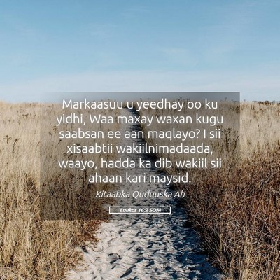 Picture 05 - Luukos 16:2 SOM - Markaasuu u yeedhay oo ku yidhi, Waa maxay waxan - Bible Verse Picture