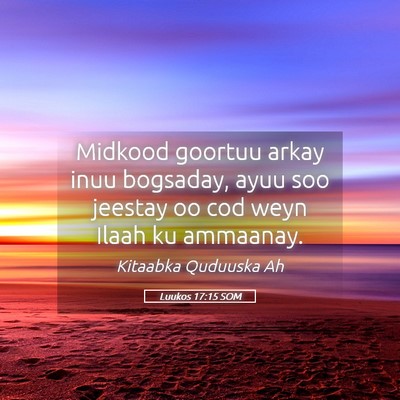 Picture 05 - Luukos 17:15 SOM - Midkood goortuu arkay inuu bogsaday, ayuu soo - Bible Verse Picture