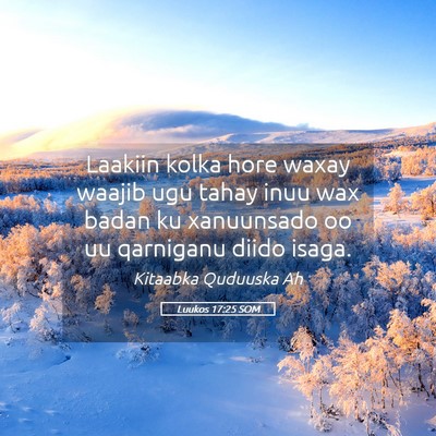 Picture 05 - Luukos 17:25 SOM - Laakiin kolka hore waxay waajib ugu tahay inuu - Bible Verse Picture