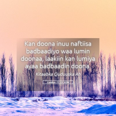 Picture 05 - Luukos 17:33 SOM - Kan doona inuu naftiisa badbaadiyo waa lumin - Bible Verse Picture
