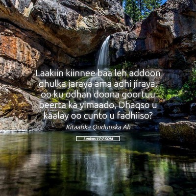 Picture 05 - Luukos 17:7 SOM - Laakiin kiinnee baa leh addoon dhulka jaraya ama - Bible Verse Picture
