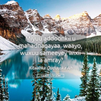 Picture 05 - Luukos 17:9 SOM - Miyuu addoonkii u mahadnaqayaa, waayo, wuxuu - Bible Verse Picture
