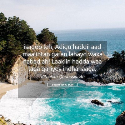 Picture 05 - Luukos 19:42 SOM - isagoo leh, Adigu haddii aad maalintan garan - Bible Verse Picture
