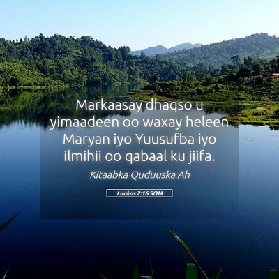 Picture 05 - Luukos 2:16 SOM - Markaasay dhaqso u yimaadeen oo waxay heleen - Bible Verse Picture