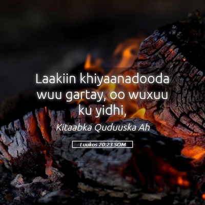 Picture 05 - Luukos 20:23 SOM - Laakiin khiyaanadooda wuu gartay, oo wuxuu ku - Bible Verse Picture