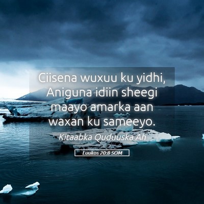 Picture 05 - Luukos 20:8 SOM - Ciisena wuxuu ku yidhi, Aniguna idiin sheegi - Bible Verse Picture