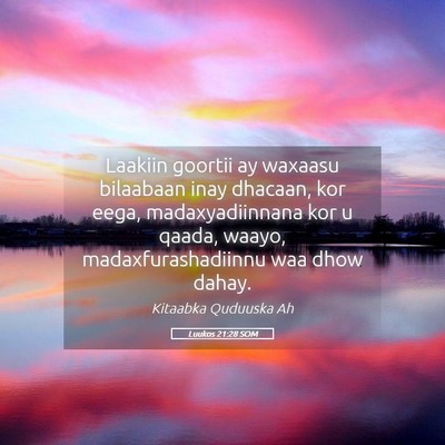 Picture 05 - Luukos 21:28 SOM - Laakiin goortii ay waxaasu bilaabaan inay - Bible Verse Picture