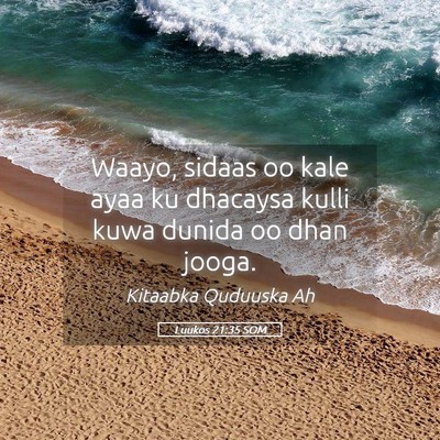 Picture 05 - Luukos 21:35 SOM - Waayo, sidaas oo kale ayaa ku dhacaysa kulli kuwa - Bible Verse Picture
