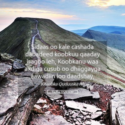 Picture 05 - Luukos 22:20 SOM - Sidaas oo kale cashada dabadeed koobkuu qaaday - Bible Verse Picture