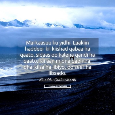 Picture 05 - Luukos 22:36 SOM - Markaasuu ku yidhi, Laakiin haddeer kii kiishad - Bible Verse Picture