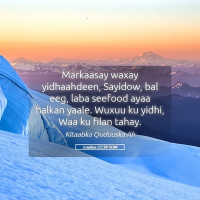 Picture 05 - Luukos 22:38 SOM - Markaasay waxay yidhaahdeen, Sayidow, bal eeg, - Bible Verse Picture