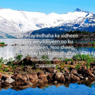 Picture 05 - Luukos 22:64 SOM - Oo intay indhaha ka xidheen ayay weyddiiyeen oo - Bible Verse Picture