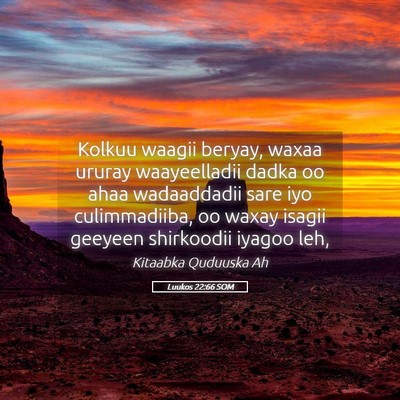 Picture 05 - Luukos 22:66 SOM - Kolkuu waagii beryay, waxaa ururay waayeelladii - Bible Verse Picture