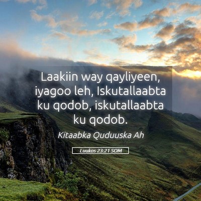 Picture 05 - Luukos 23:21 SOM - Laakiin way qayliyeen, iyagoo leh, Iskutallaabta - Bible Verse Picture
