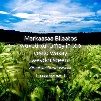 Picture 05 - Luukos 23:24 SOM - Markaasaa Bilaatos wuxuu xukumay in loo yeelo - Bible Verse Picture