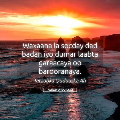 Picture 05 - Luukos 23:27 SOM - Waxaana la socday dad badan iyo dumar laabta - Bible Verse Picture