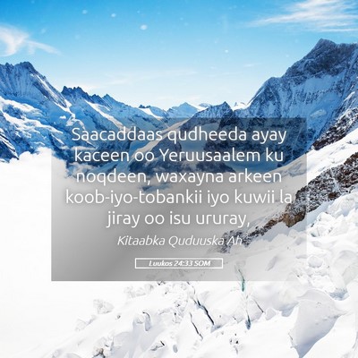 Picture 05 - Luukos 24:33 SOM - Saacaddaas qudheeda ayay kaceen oo Yeruusaalem ku - Bible Verse Picture