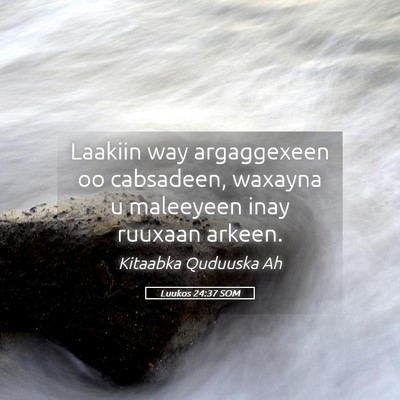 Picture 05 - Luukos 24:37 SOM - Laakiin way argaggexeen oo cabsadeen, waxayna u - Bible Verse Picture
