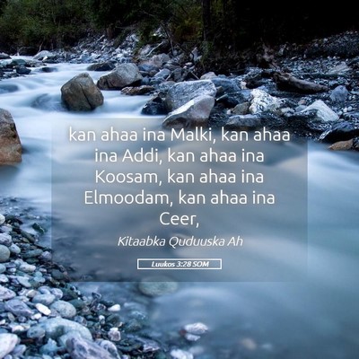 Picture 05 - Luukos 3:28 SOM - kan ahaa ina Malki, kan ahaa ina Addi, kan ahaa - Bible Verse Picture