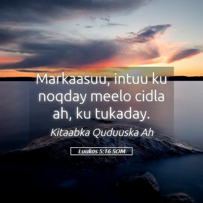 Picture 05 - Luukos 5:16 SOM - Markaasuu, intuu ku noqday meelo cidla ah, ku - Bible Verse Picture