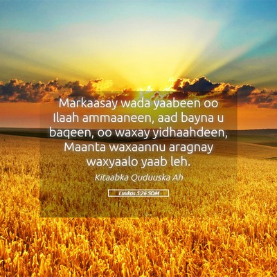Picture 05 - Luukos 5:26 SOM - Markaasay wada yaabeen oo Ilaah ammaaneen, aad - Bible Verse Picture