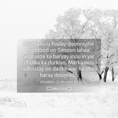 Picture 05 - Luukos 5:3 SOM - Markaasuu fuulay doonniyihii middood oo Simoon - Bible Verse Picture
