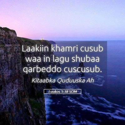 Picture 05 - Luukos 5:38 SOM - Laakiin khamri cusub waa in lagu shubaa qarbeddo - Bible Verse Picture