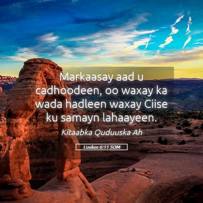 Picture 05 - Luukos 6:11 SOM - Markaasay aad u cadhoodeen, oo waxay ka wada - Bible Verse Picture