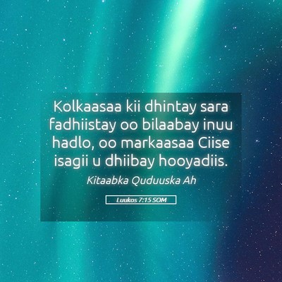 Picture 05 - Luukos 7:15 SOM - Kolkaasaa kii dhintay sara fadhiistay oo bilaabay - Bible Verse Picture